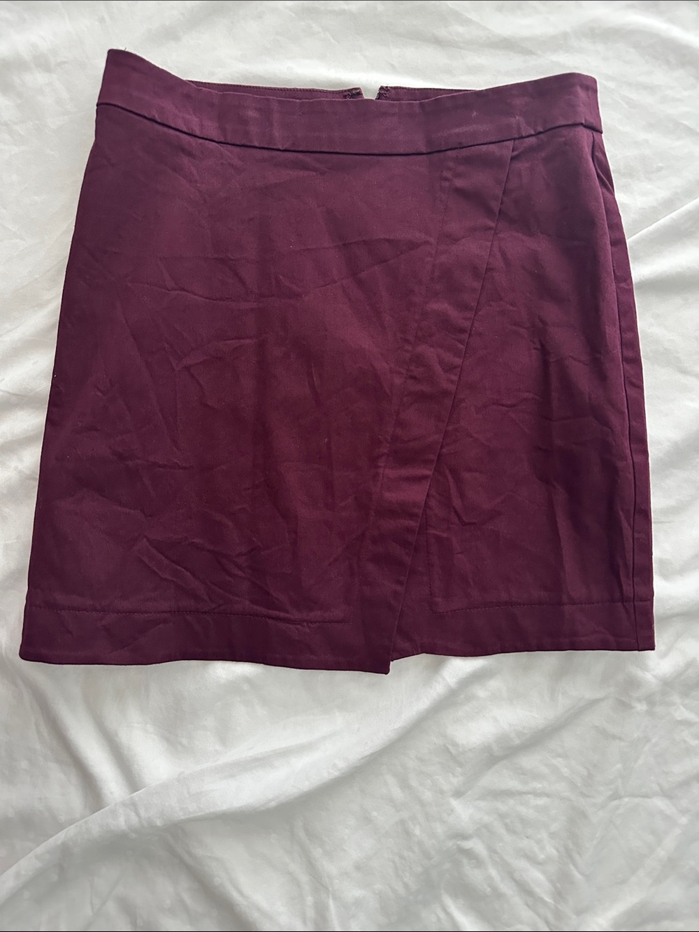 Plum Wrap-Front Mini Skirt